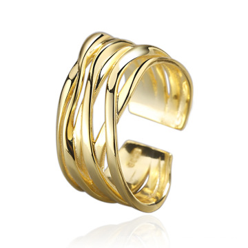 Right Grand Brass Simple design irregular cross shape open size ring for men